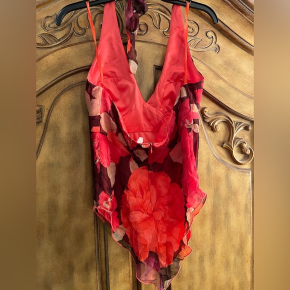 Cache Red Asymmetrical Cut Out Bodysuit - Picture 3 of 3